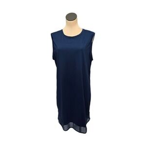 Athleta Dress Womens Large Navy Sleeveless Mesh Hem Shift Athleisure Performance
